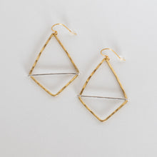 Load image into Gallery viewer, Handcrafted Jewelry-Brass Geometric Hoop Earring with Silver Bar
