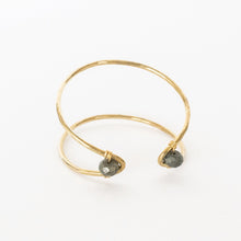 Load image into Gallery viewer, Handcrafted Jewelry-Brass Marquise Cuff Bracelet with Pyrite Accent
