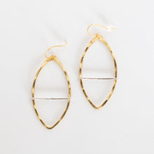 Load image into Gallery viewer, Handcrafted Jewelry-Brass Marquise Hoop Earring with Silver Bar
