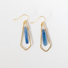 Load image into Gallery viewer, Hand Crafted Jewelry-Brass Diamond Earrings with Kynite Accent
