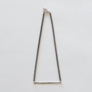 Handcrafted Jewelry-Hammered Silver Bar Necklace/Silver Wheat Chain