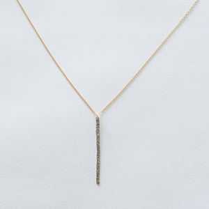 Handcrafted Jewelry-Hammered Silver Bar Necklace on Gold-Filled Chain