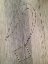 Load image into Gallery viewer, Handcrafted Jewelry-Brass Square Necklace on Silver Beaded Chain
