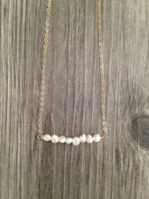 Load image into Gallery viewer, Handcrafted Jewelry-Pearl Bar Necklace on Gold-filled or Sterling-Silver Chain
