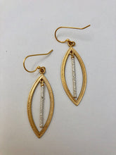 Load image into Gallery viewer, Brass Hoop/Silver Beaded Bar Earrings
