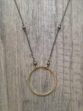 Load image into Gallery viewer, Handcrafted Jewelry-Medium Brass Circle Necklace on Brass Beaded Chain
