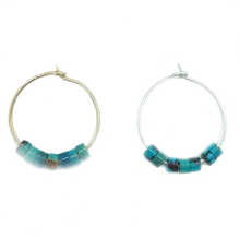 Load image into Gallery viewer, Dainty Turquoise Hoop
