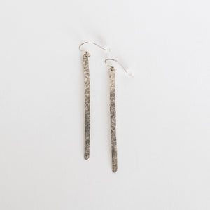 Handcrafted Jewelry-Hammered Silver Bar Earrings
