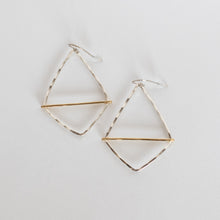 Load image into Gallery viewer, Handcrafted Jewelry-Silver Geometric Hoop Earring with Brass Bar
