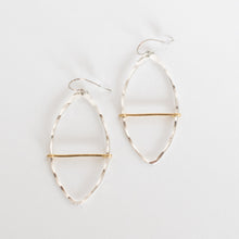 Load image into Gallery viewer, Handcrafted Jewelry-Silver Marquise Hoop Earring with Brass Bar
