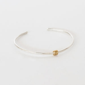 Handcrafted Jewelry-Sterling Silver Bracelet with Brass Triple Wrap