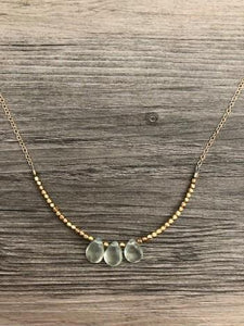 Handcrafted Jewelry-Triple Prehnite Necklace on Gold-Filled Chain